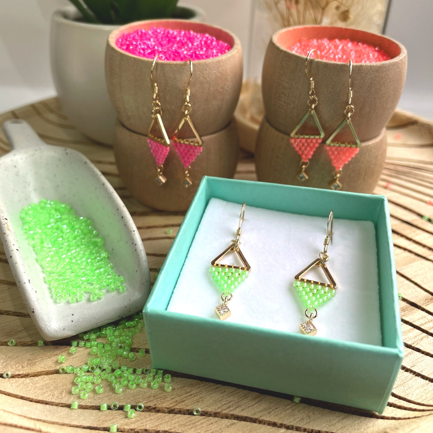 Boucles d'oreilles BERLINGOTS ◇ Fluo Vert